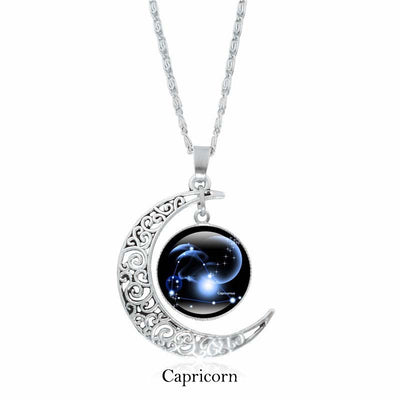 Buddha Stones 12 Constellations of the Zodiac Moon Protection Necklace Chain Pendant Necklaces & Pendants BS Capricorn