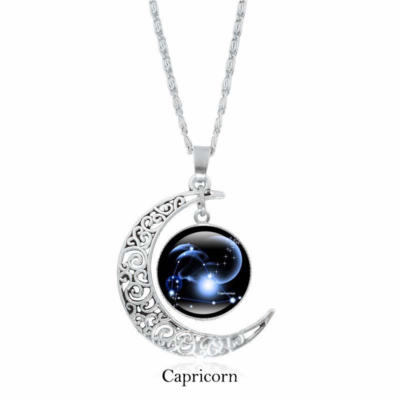 Buddha Stones 12 Constellations of the Zodiac Moon Protection Necklace Chain Pendant Necklaces & Pendants BS Capricorn