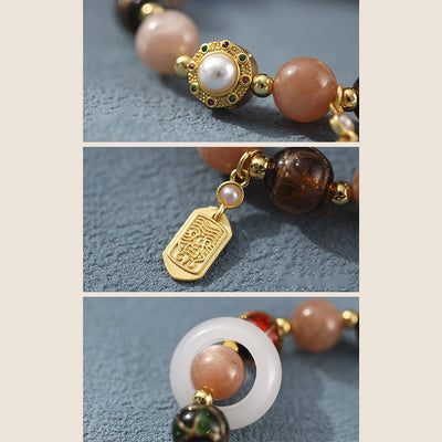 Buddha Stones Tibetan Incense Ash Liuli Glass Tridacna Stone Sun Stone Om Mani Padme Hum Prayer Wheel Charm Bracelet Bracelet BS 12