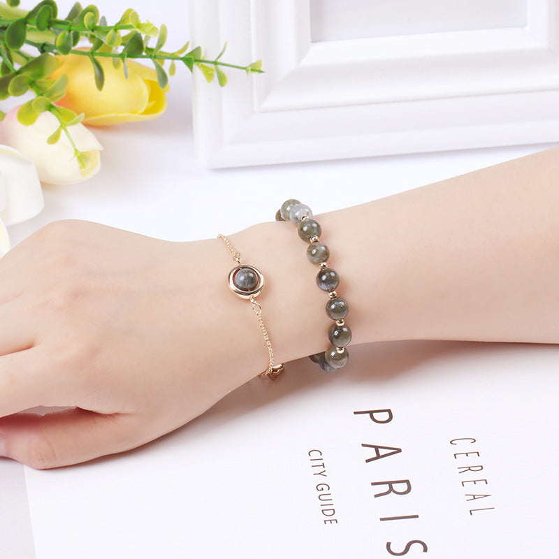 Buddha Stones Sun Stone Strawberry Quartz Crystal Positive Bracelet Bracelet BS Labradorite