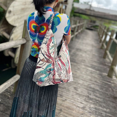 Buddha Stones Handmade Embroidery Pattern Canvas Shoulder Bag Tote Bag Set Bag BS 7
