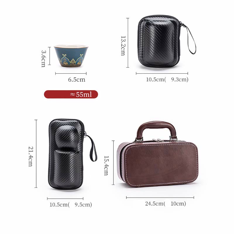 Buddha Stones Flower Chinese Gongfu Ceramic Teapot Portable Outdoor Travel Tea Set Bag Teapot BS 19
