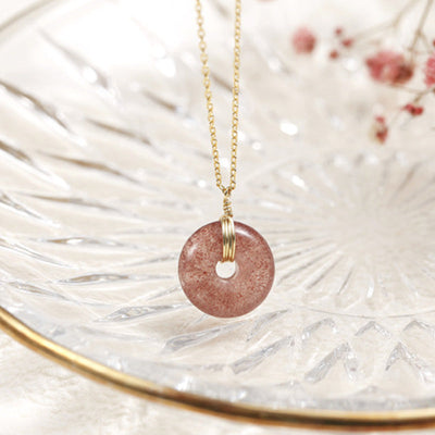 Buddha Stones 925 Sterling Silver Strawberry Quartz Healing Positive Necklace Necklaces & Pendants BS 1