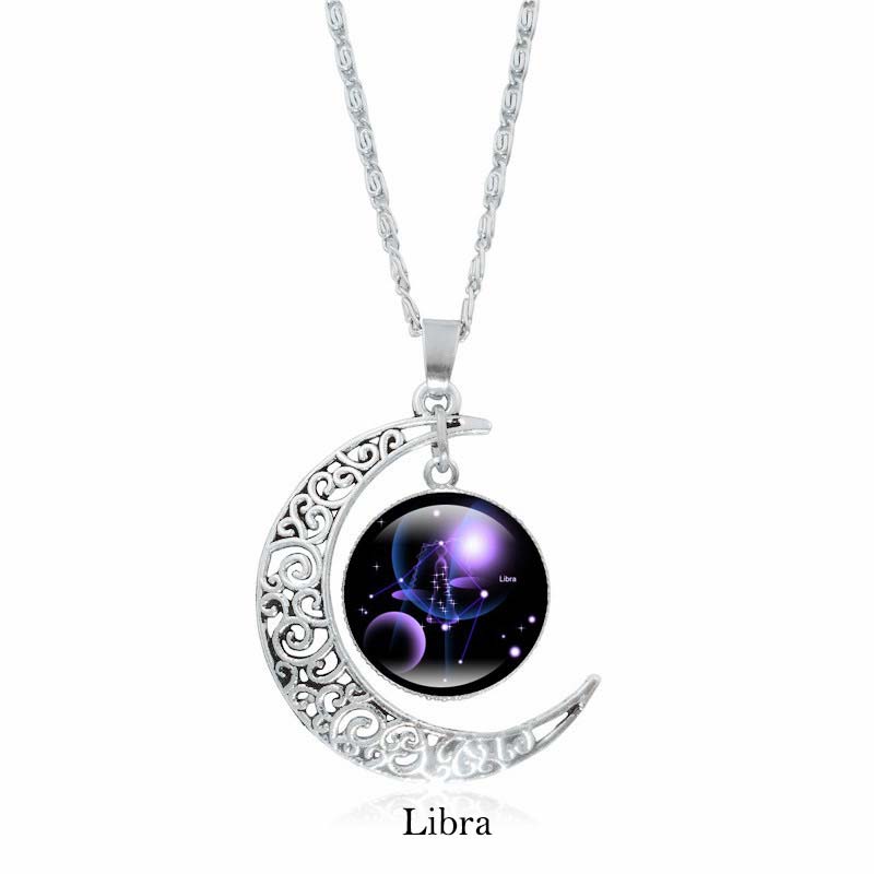 Buddha Stones 12 Constellations of the Zodiac Moon Protection Necklace Chain Pendant Necklaces & Pendants BS Libra