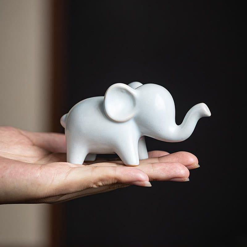Buddha Stones Small Ceramic Elephant Home Tea Pet Figurine Desk Decoration Decorations BS 3