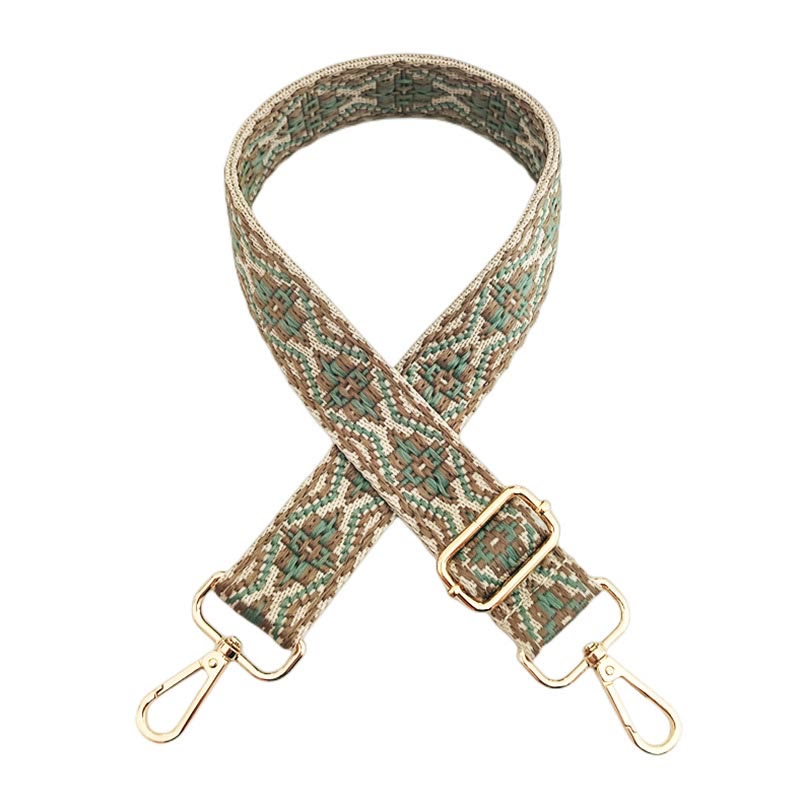 Buddha Stones Multicolor Embroidered Shoulder Bag Straps Bag Straps BS Dark Khaki Green