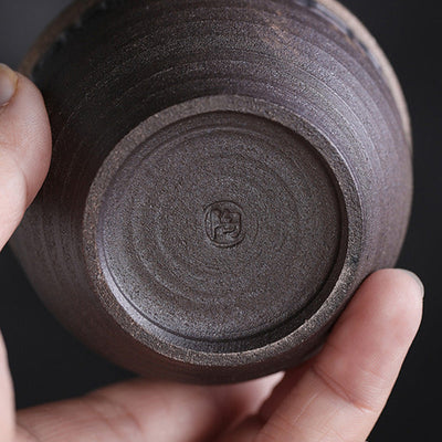 Buddha Stones Simple Brown Striped Texture Ceramic Teacup Kung Fu Tea Cup Bowl Cup BS 10