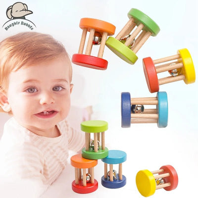 Color Wooden Rattle Toy 0-12 Months Baby - 1pc