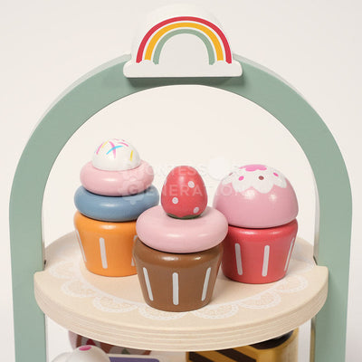 Fidtoy Wooden Cupcake Stacker Set - Pretend Play Toy for Toddlers