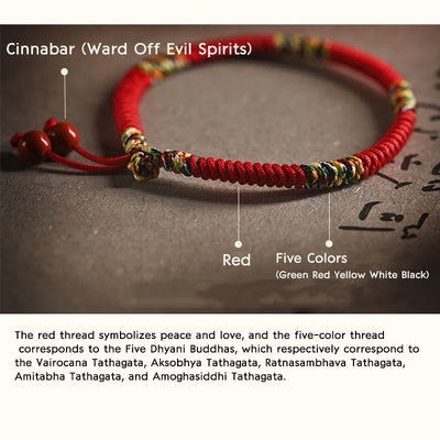 Buddha Stones Five Colors King Kong Knot String Protection Luck Bracelet Bracelet BS 4