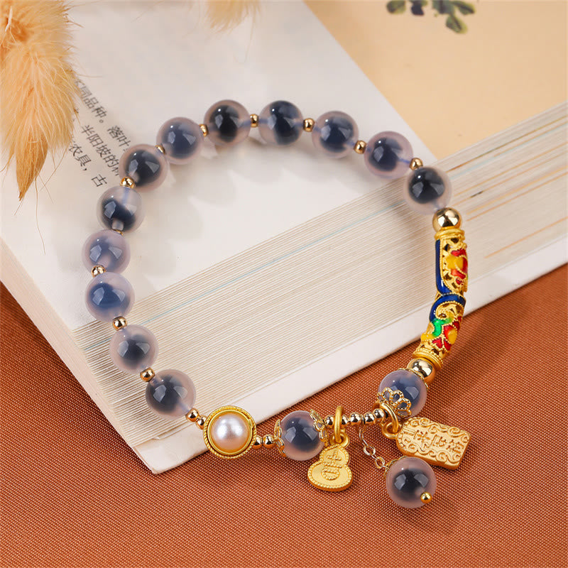 Buddha Stones Natural Blue Candy Agate Amulet Strength Bracelet Bracelet BS 5