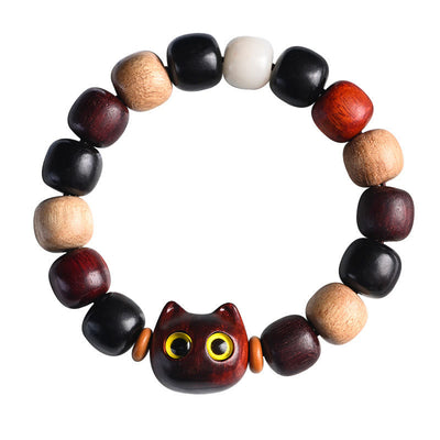 Foviel Kleine Blatt rot Sandelholz Ebenholz Holz niedlich Katze Gravur Schutz Armband
