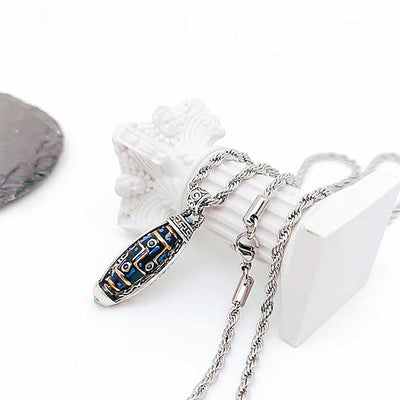 Buddha Stones Tibetan Om Mani Padme Hum Nine-Eye Dzi Bead Pattern Peace Purity Rotatable Necklace Pendant Necklaces & Pendants BS 7