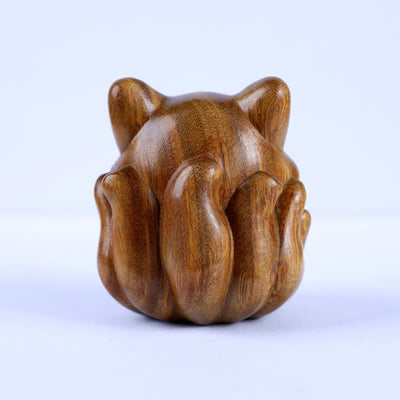 Buddha Stones Mini Nine-Tailed Fox Ivory Fruit Sandalwood Green Sandalwood Blessing Decoration Decorations BS 20