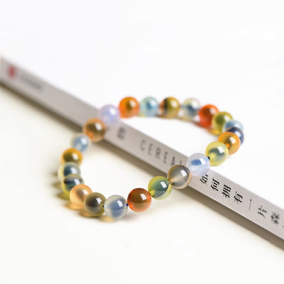 Buddha Stones Natural Colorful Candy Agate Harmony Strength Bead Bracelet Bracelet BS 12