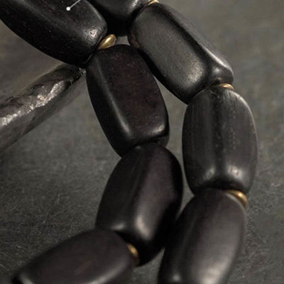 Buddha Stones Tibet Ebony Wood Dzi Bead Copper Balance Double Wrap Bracelet Bracelet BS 11