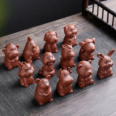 Buddha Stones Chinese Zodiac Purple Clay Wealth Ceramic Tea Pet Home Figurine Decoration Decorations BS main