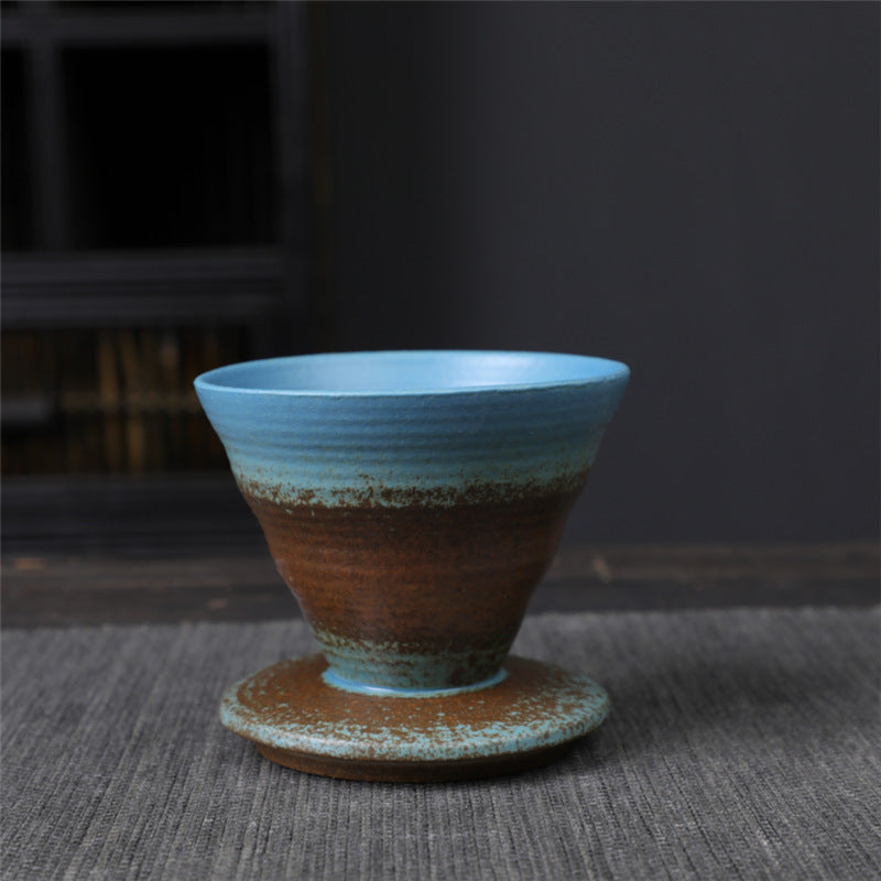 Buddha Stones Vintage Design Ceramic Coffee Mug Tea Espresso Coffee Cup 150ml Coffee Mug BS Blue Brown 9cm*9cm*8cm*150ml