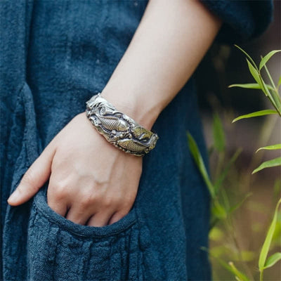 Buddha Stones Buddha Stones Koi Fish Lotus Luck Wealth Bracelet Bangle Bracelet Bangle BS 5