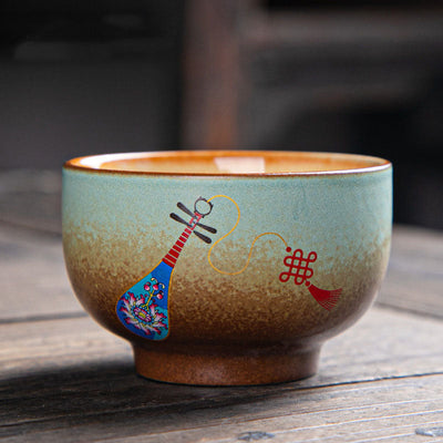 Buddha Stones Colorful Deer Pipa Snow Plum Blossoms Mountains Rivers Bird Ceramic Teacup Kung Fu Tea Cup Bowl Cup BS 7cm*4.5cm*100ml Pipa