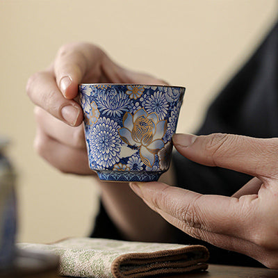 Buddha Stones Lotus Chrysanthemum Plum Blossom Flower Teacup Kung Fu Tea Cup Teapot Cup BS 12