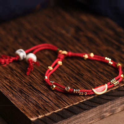 Buddha Stones Handmade Cinnabar Dumplings Design Luck Braided Red Rope Bracelet Bracelet BS 1