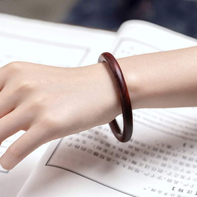 Buddha Stones Tibetan Small Leaf Red Sandalwood Ebony Green Sandalwood Protection Bracelet Bangle - image 6