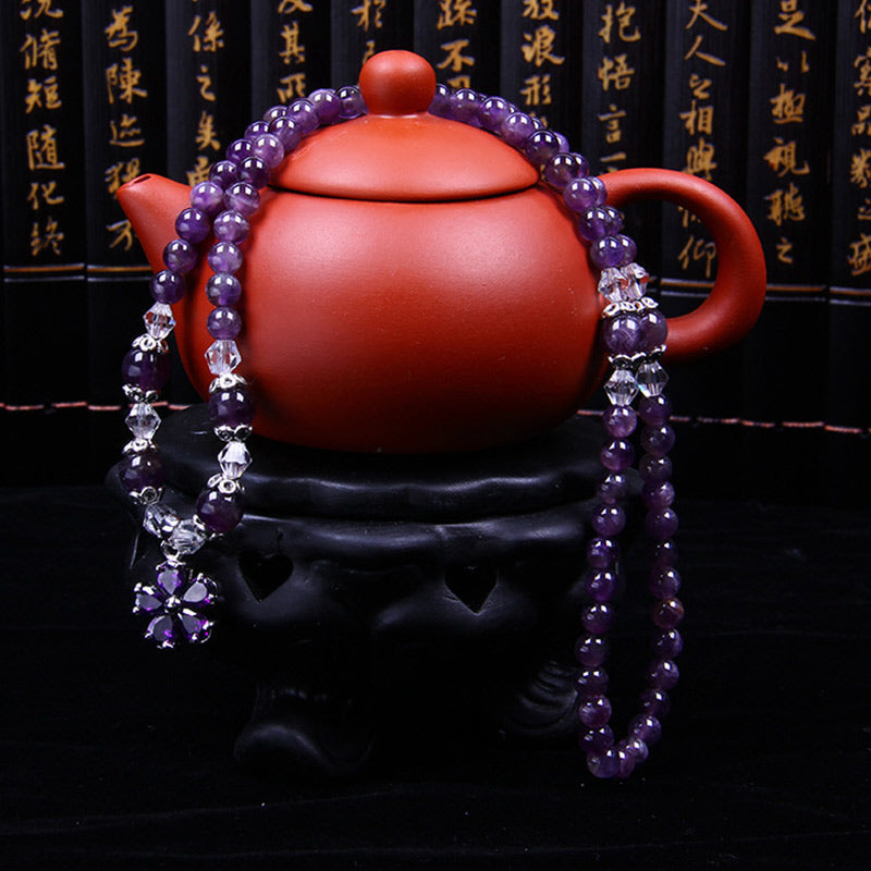 Buddha Stones Tibetan Amethyst Blessing Bracelet Mala Bracelet BS 2