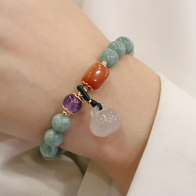 Buddha Stones Cyan Jade Lotus Pumpkin Wish Peace Buckle Amethyst Crystal Healing Bracelet Bracelet BS Pumpkin