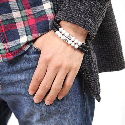 Buddha Stones 12 Constellations of the Zodiac Natural Frosted Stone White Turquoise Bead Fortune Bracelet Bracelet BS 4