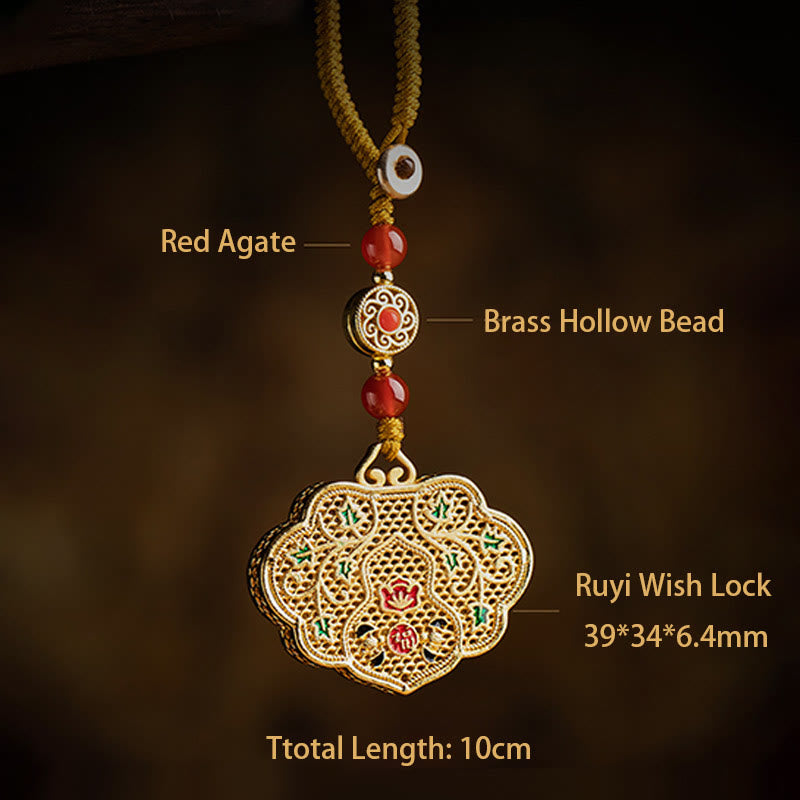 Buddha Stones Lock of Good Wishes Fu Character Luck Blessing Key Chain Key Chain BS 11