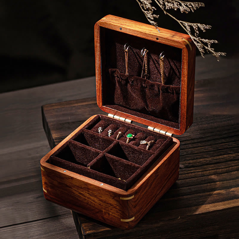 Buddha Stones Antique Flower Leaf Handmade Rosewood Jewelry Storage Box Wooden Gift Organizer Box Jewelry Storage Box BS 1
