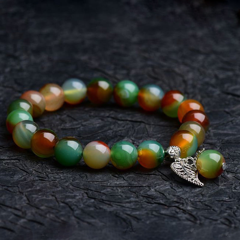 Bracelet de guérison en agate verte naturelle tibétaine Foviel