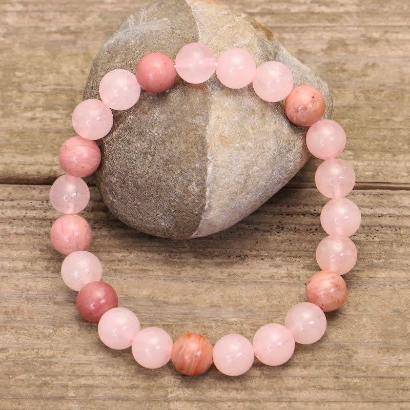 Buddha Stones 108 Mala Beads Pink Crystal Love Tassel Bracelet Mala Bracelet BS 5