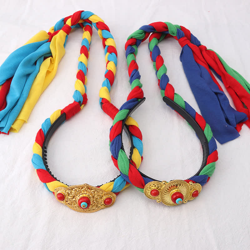 Buddha Stones Tibetan Colorful Tassel Beads Hair Decoration Hair Accessories Decorations BS 1