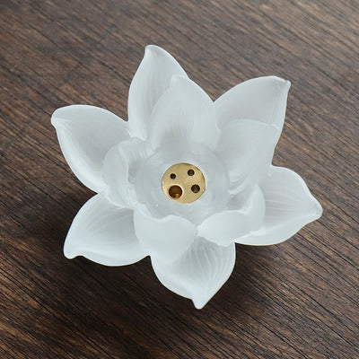 Buddha Stones Mini Lotus Liuli Crystal Healing Meditation Stick Incense Burner Decorations BS 12