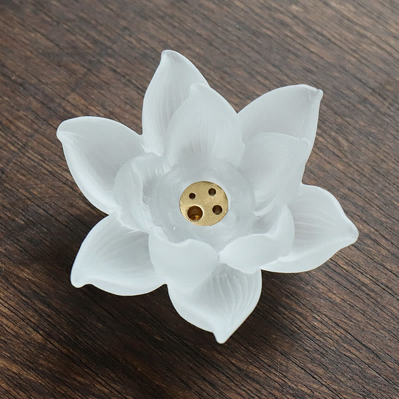 Buddha Stones Mini Lotus Liuli Crystal Healing Meditation Stick Incense Burner Decorations BS 12