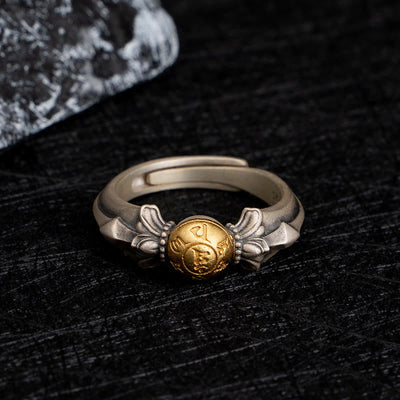 Buddha Stones 925 Sterling Silver Manjusri Mantra Om Mani Padme Hum Peace Adjustable Ring Ring BS 1