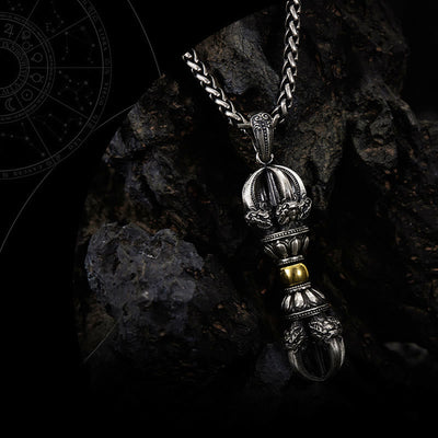 Buddha Stones Tibetan Dorje Vajra Design Wealth Necklace Pendant - image 4