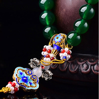 Buddha Stones Natural Green Agate Wrist Mala Success Charm Pocket Mala Car Decoration Wrist Mala&Decorations BS 6