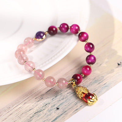 Foviel Natural Strawberry Quartz Pixiu Love Bracelet