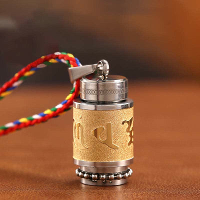 Buddha Stones Tibet Om Mani Padme Hum Shurangama Mantra Titanium Steel Wisdom Amulet Necklace Pendant Necklaces & Pendants BS main