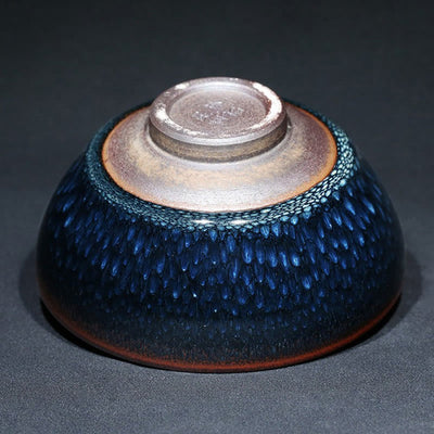 Buddha Stones Handmade Blue Francolinus Spot Chinese Jianzhan Ceramic Teacup Kung Fu Tea Cup Bowl Jian Zhan Tea Cup BS 9