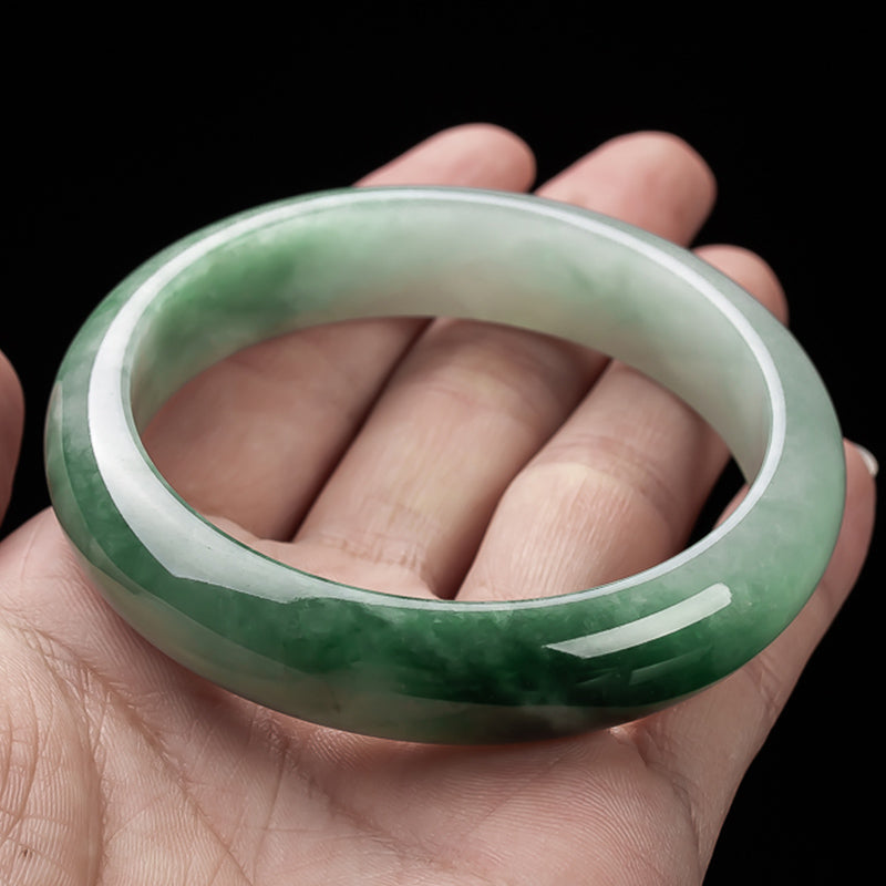 Buddha Stones Natural Jade Fortune Blessing Bangle Bracelet Bracelet BS 2