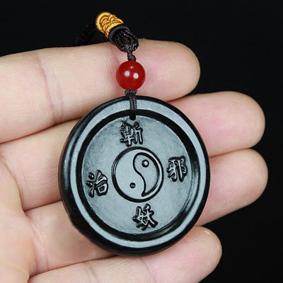Buddha Stones Natural Hetian Cyan Jade Yin Yang Luck Harmony Necklace Pendant Necklaces & Pendants BS 3