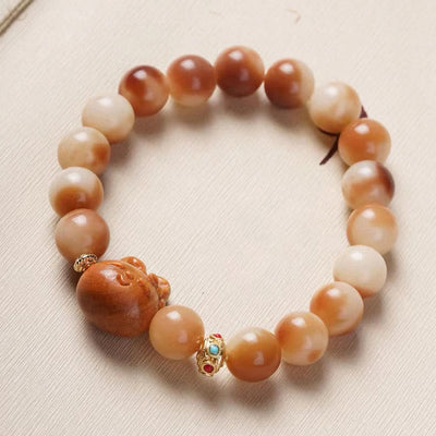 Buddha Stones Natural Bodhi Seed Lovely Rabbit Peace Bracelet Bracelet BS 4