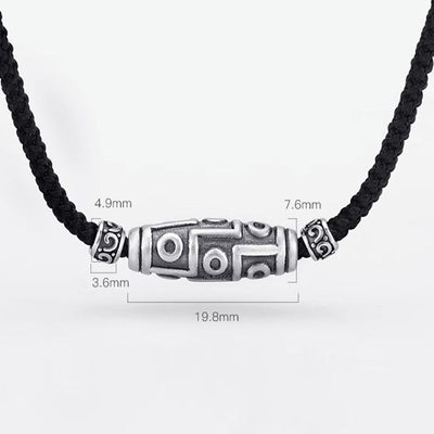 Buddha Stones 999 Sterling Silver Nine-Eye Dzi Bead Pattern Protection Rope Necklace Pendant Necklaces & Pendants BS 17