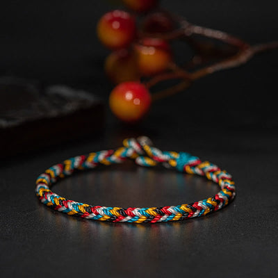 Buddha Stones Tibet Handmade Five Color Thread Protection Braid String Bracelet Bracelet BS 5