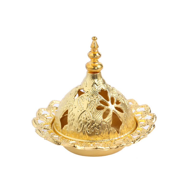 Buddha Stones Gold Gourd Star Feather Spiritual Meditation Mini Alloy Metal Incense Burner Incense Burner BS 7