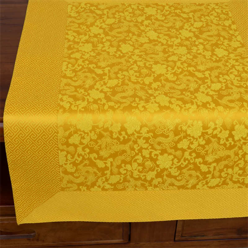 Buddha StonesPrayer Altar Flower Dragon Pattern Tibetan Auspicious Symbols Jacquard Mat Prayer Altar BS Dragon 70cm*70cm